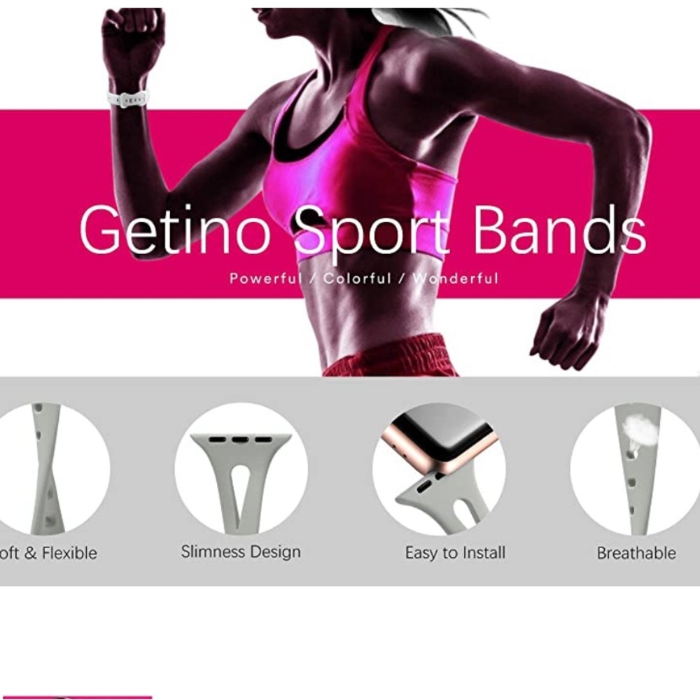 Apple Watch Getino silicone slim watch bands 38mm/40mm/41mm gray and green color